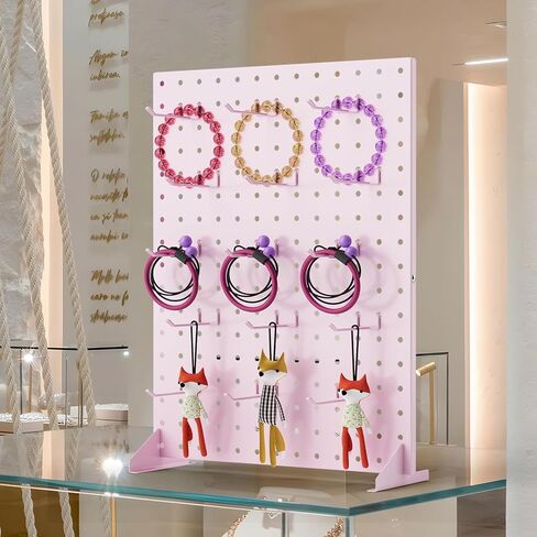 VACONICO Metal Pegboard Display Stand with 15 Peg board Hooks, Desk Pegboard Shelf for Craft Shows & Fairs, Retail Stores, Vendors Arts and Crafts Finishing - 17x13Inch & White in Kuwait