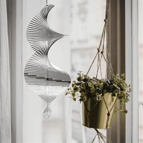 Wave Wind Spinners Outdoor Hanging Garden Decor, 3D Bird Deterrents for Yard and Garden - Stainless Steel Falciform Wind Hanging Kinetic Art Wind Sculpture Helix Patio Farm in Saudi Arabia