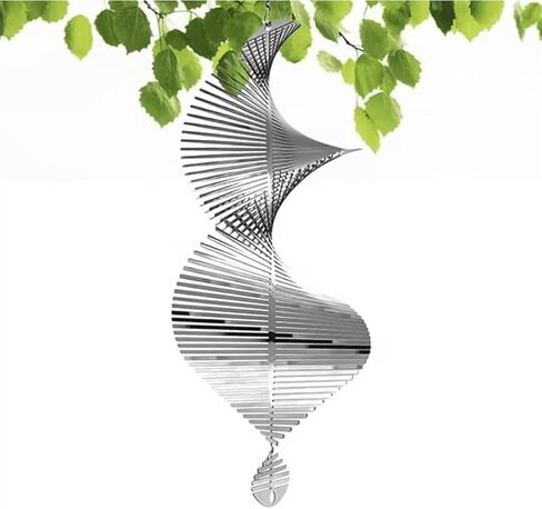 Wave Wind Spinners Outdoor Hanging Garden Decor, 3D Bird Deterrents for Yard and Garden - Stainless Steel Falciform Wind Hanging Kinetic Art Wind Sculpture Helix Patio Farm in Saudi Arabia