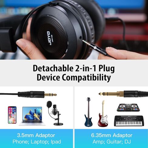 JOYO Studio Headphones Monitor Headphone for Recording Over Ear Noise Canceling for Guitar Cellphone Mixer Amplifier Podcast DJ and Keyboard Piano (JMH-02) in Saudi Arabia