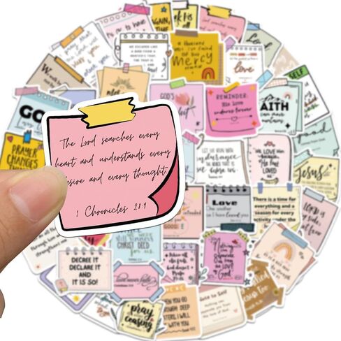 50 PCS Bible Verse Stickers,No Repeat Christian Vintage Inspirational Quote Sticker,Bible Study Supplies for Scrapbooking,Water Bottle,Notebooks ﻿ in Saudi Arabia