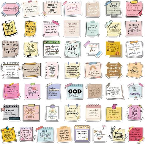 50 PCS Bible Verse Stickers,No Repeat Christian Vintage Inspirational Quote Sticker,Bible Study Supplies for Scrapbooking,Water Bottle,Notebooks ﻿ in Saudi Arabia