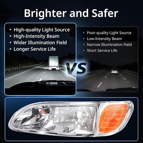 Headlights for Peterbilt 386, Truck Headlight Assembly for Peterbilt 330 325 335 337 340 348 382 384 386 387, with DOT Approved High and Low Beam Replacement Left and Right(A Pair) in Saudi Arabia