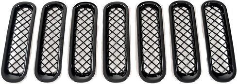 Trim Illusion Patented ABS6414BLK Tape On Gloss Black Grille Overlay for 07-17 Jeep Wrangler, 2018 Jeep Wrangler JK - 7 Piece in Saudi Arabia