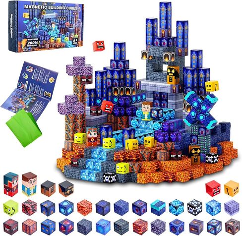 Magnetic Blocks Toys for Kids,100 PCS Magnetic Building Blocks Cubes, STEM Sensory Stacking Magnets Toys,Christmas Birthday Gifts for Boys and Girls Ages 3+ (Forest) in Saudi Arabia