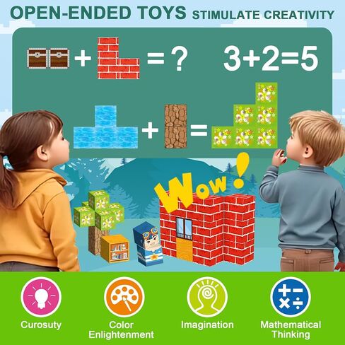 Magnetic Blocks 100 PCS Magnetic Building Blocks, 3+ STEM Montessori Sensory Toys, Magnetic Cube for for 3 4 5 6 7 8 9 10 11 12 8-12 Years Old Boys & Girls Birthday Gifts in Saudi Arabia