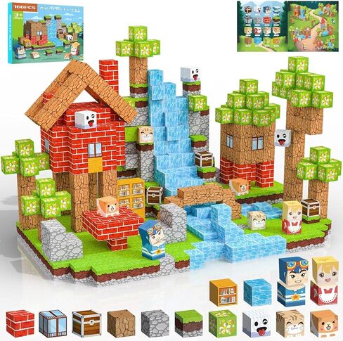 Magnetic Blocks 100 PCS Magnetic Building Blocks, 3+ STEM Montessori Sensory Toys, Magnetic Cube for for 3 4 5 6 7 8 9 10 11 12 8-12 Years Old Boys & Girls Birthday Gifts in Saudi Arabia