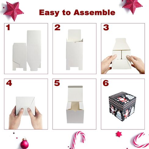 15 Pack Christmas Gift Boxes,5x5x5 Inches Gift Boxes with Lids,Christmas Party Boxes with 3 Different Designs,Holiday Boxes for Bridesmaids Proposal,Crafting,Cupcake,Wedding,Xmas (5x5x5 Inch) in Saudi Arabia