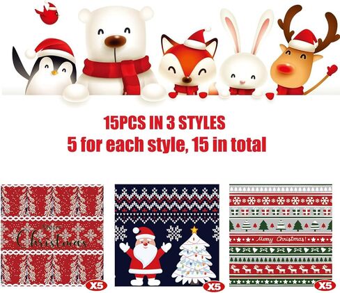 15 Pack Christmas Gift Boxes,5x5x5 Inches Gift Boxes with Lids,Christmas Party Boxes with 3 Different Designs,Holiday Boxes for Bridesmaids Proposal,Crafting,Cupcake,Wedding,Xmas (5x5x5 Inch) in Saudi Arabia