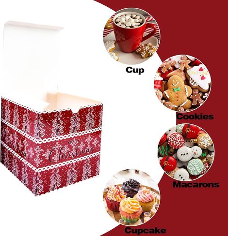 15 Pack Christmas Gift Boxes,5x5x5 Inches Gift Boxes with Lids,Christmas Party Boxes with 3 Different Designs,Holiday Boxes for Bridesmaids Proposal,Crafting,Cupcake,Wedding,Xmas (5x5x5 Inch) in Saudi Arabia