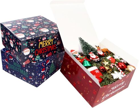 15 Pack Christmas Gift Boxes,5x5x5 Inches Gift Boxes with Lids,Christmas Party Boxes with 3 Different Designs,Holiday Boxes for Bridesmaids Proposal,Crafting,Cupcake,Wedding,Xmas (5x5x5 Inch) in Saudi Arabia