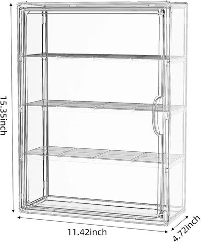 JOYZAN Acrylic Display Cases for Collectibles, 2 Packs 4 Tiers Clear Figure Display Case, Wall-Mounted Storage Box with Magnetic Door, Adjustable Figurine Display Shelf Dust-Proof Showcase Large in Saudi Arabia