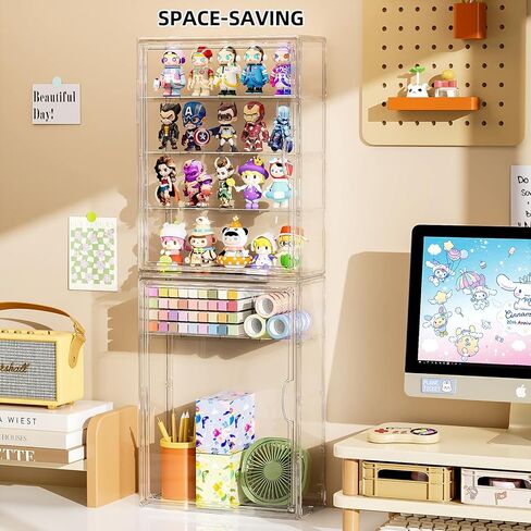 JOYZAN Acrylic Display Cases for Collectibles, 2 Packs 4 Tiers Clear Figure Display Case, Wall-Mounted Storage Box with Magnetic Door, Adjustable Figurine Display Shelf Dust-Proof Showcase Large in Saudi Arabia