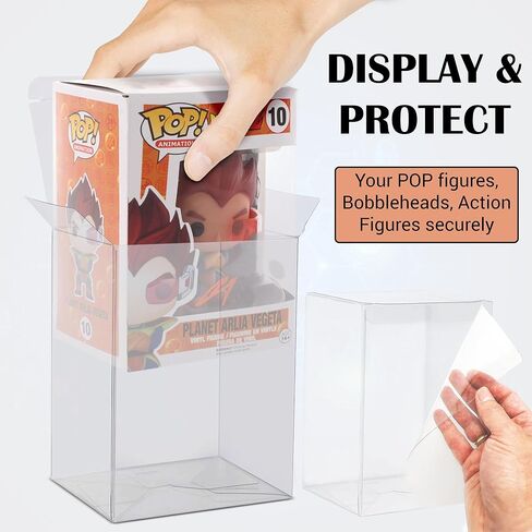 صندوق عرض واقٍ ممتاز مقاس 0.5 مم مكون من 10 عبوات متوافق مع Funko Pops - حافظة بلاستيكية شفافة من مادة PET - تناسب أشكال الفينيل القياسية مقاس 4 بوصات، مقاومة للخدش، قاعدة قفل تلقائي، مع علامة تبويب للإغلاق in Kuwait