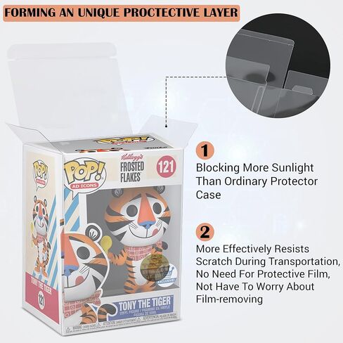 صندوق عرض واقٍ ممتاز مقاس 0.5 مم مكون من 10 عبوات متوافق مع Funko Pops - حافظة بلاستيكية شفافة من مادة PET - تناسب أشكال الفينيل القياسية مقاس 4 بوصات، مقاومة للخدش، قاعدة قفل تلقائي، مع علامة تبويب للإغلاق in Kuwait