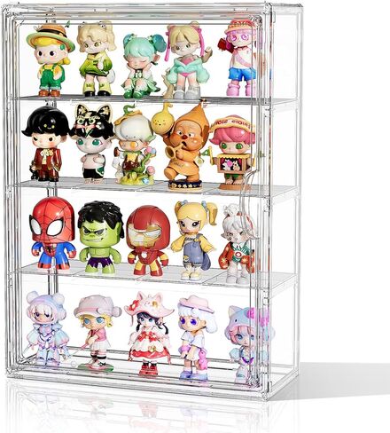 JOYZAN Acrylic Display Cases for Collectibles, 2 Packs 4 Tiers Clear Figure Display Case, Wall-Mounted Storage Box with Magnetic Door, Adjustable Figurine Display Shelf Dust-Proof Showcase Large in Saudi Arabia