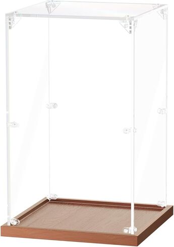 JUJOMAT Acrylic Display Case for Collectibles, Clear Box 10x10x16 in, Black in Saudi Arabia