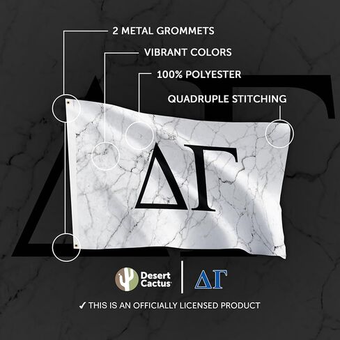 Desert Cactus Delta Gamma Sorority Flag Greek Letters Banner, 3x5 Feet Light Marble Design - for Sorority Decor, Events, and DG Pride Display in Saudi Arabia