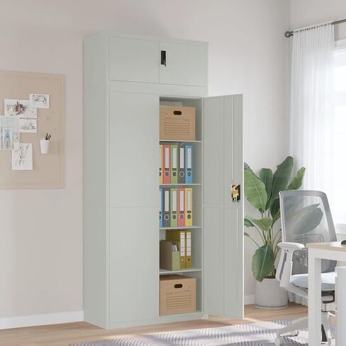 File Cabinet Light Gray 35.4"x15.7"x86.6" Steel, Office Storage in Saudi Arabia