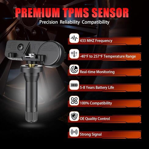 433Mhz TPMS,Pre-Programmed Tire Pressure Sensor Fit for RAM 1500/2500/3500(2010-2013),Jeep Grand Cherokee(2011-2015)/Wrangler(2014-2019),Dodge Durango(2011-2015)/Charger(2010-2020)(4PCS) in Kuwait