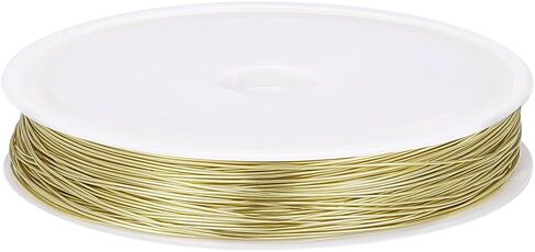 Beebeecraft 28 Gauge Bead String Wire 54.6 Yards/50M 14K Gold Plated Copper Craft Wire Round Polished Tarnish Resistant Bendable Metal Jewelry Beading Wire for Jewelry Making Supplies and Craft(0.3mm in Saudi Arabia