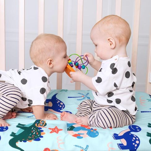 مجموعة ملاءات سرير الأطفال من قماش الموسلين من UOMNY للأولاد والبنات من القطن بوهو مقاس 28 × 52 ملاءة مرتبة سرير أطفال محايدة لمراتب الأطفال القياسية ومراتب الأطفال الصغار الناعمة القابلة للتنفس، عبوة من قطعتين باللونين الأخضر والأبيض in Kuwait