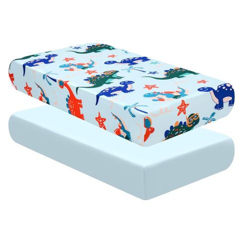 مجموعة ملاءات سرير الأطفال من قماش الموسلين من UOMNY للأولاد والبنات من القطن بوهو مقاس 28 × 52 ملاءة مرتبة سرير أطفال محايدة لمراتب الأطفال القياسية ومراتب الأطفال الصغار الناعمة القابلة للتنفس، عبوة من قطعتين باللونين الأخضر والأبيض in Kuwait