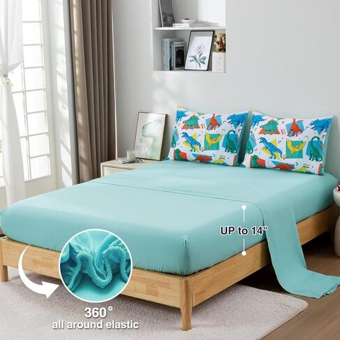 A Nice Night - for Kids Boys Girls Daycare Preschool Kindergarten, Foxes Deer Bear Animals in Green Forest, Toddler Bedding,Includes Comforter, Flat Sheet, Fitted Sheet and Pillowcase (Green) in Saudi Arabia