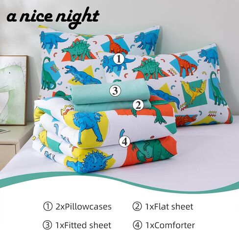 A Nice Night - for Kids Boys Girls Daycare Preschool Kindergarten, Foxes Deer Bear Animals in Green Forest, Toddler Bedding,Includes Comforter, Flat Sheet, Fitted Sheet and Pillowcase (Green) in Saudi Arabia