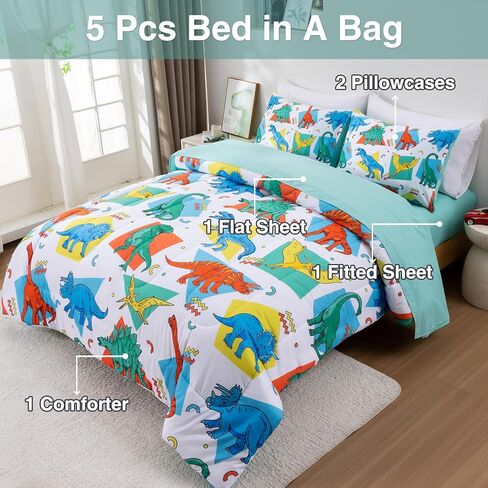 A Nice Night - for Kids Boys Girls Daycare Preschool Kindergarten, Foxes Deer Bear Animals in Green Forest, Toddler Bedding,Includes Comforter, Flat Sheet, Fitted Sheet and Pillowcase (Green) in Saudi Arabia