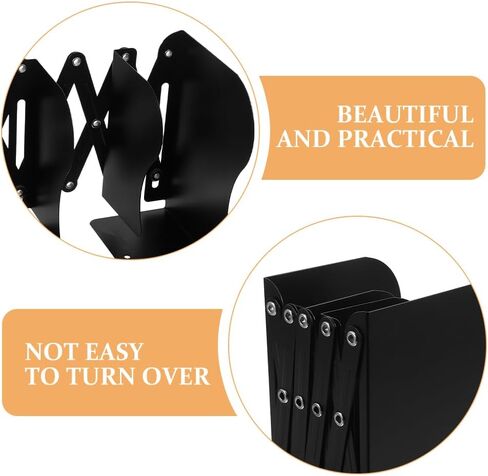 jojofuny 2pcs bookends سطح المكتب قابل للتعديل: حامل كتب معدني قابل للتوسيع لمنظم مكتب الكتب الثقيلة - خزانة كتب غير قابلة للانزلاق لغرفة النوم المكتبية in Saudi Arabia