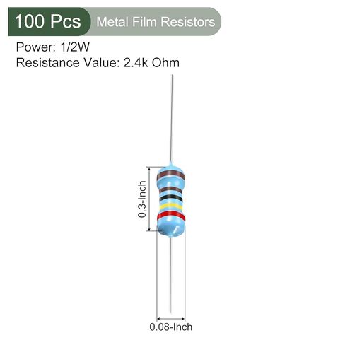 YOKIVE 100 PCS Metal Film Resistors, 2.2 Ohm Resistor with 1/2W 1% Tolerance, Lead, Good for DIY Electronic Projects (5 Color Bands, 8.5mm±1mm) in Saudi Arabia