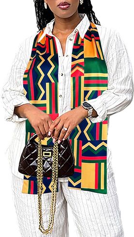 Afibi African Kente Print Stole Sash African Scarf Kente Stole Sash Unisex Kente Cloth Scarves in Saudi Arabia