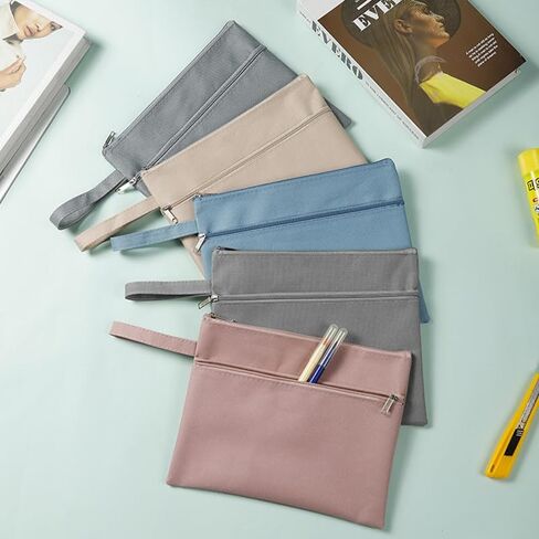 Zipper Pouch, B4 Letter Size Waterproof Document Organizer for Office School Supplies, Double Layer File Bags with Sturdy Carrying Handle, Blue in Saudi Arabia