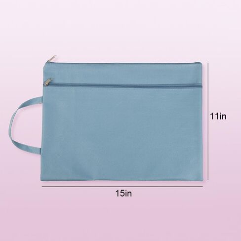 Zipper Pouch, B4 Letter Size Waterproof Document Organizer for Office School Supplies, Double Layer File Bags with Sturdy Carrying Handle, Blue in Saudi Arabia