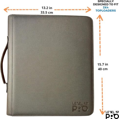 Trading Card Binder – PU Leather Toploader Binder with 288 Slots – 9 Pocket Top Loader Binder for Cards Compatible with Pokemon, MTG, AirTag Pocket – Matte Black Baseball Card Holder in Saudi Arabia