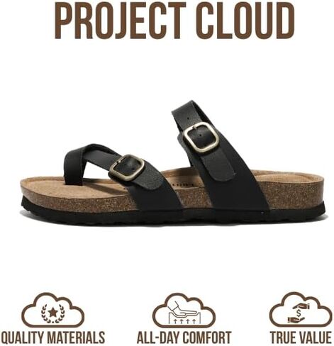 Summer Sandals Women Genuine Leather Slides for women 100% Natural Cork Footbed Womens Slides w/Straps Womens Sandals Comfortable Spring break outfit Women Footwear (Lian) in Kuwait