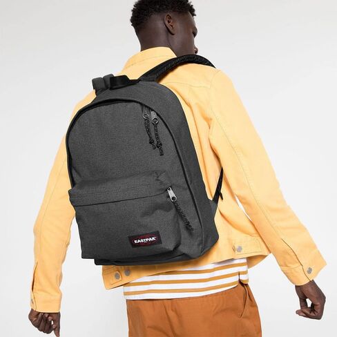 EASTPAK خارج المكتب - حقيبة ظهر سعة 31 لترًا بمقصورات مزدوجة، وحقيبة كمبيوتر محمول مقاس 16 بوصة، وجيب أمان، وحامل زجاجات وأشرطة شبكية هوائية، باللون الأسود in Kuwait