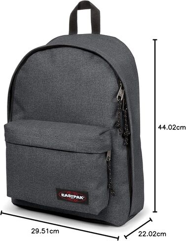 EASTPAK خارج المكتب - حقيبة ظهر سعة 31 لترًا بمقصورات مزدوجة، وحقيبة كمبيوتر محمول مقاس 16 بوصة، وجيب أمان، وحامل زجاجات وأشرطة شبكية هوائية، باللون الأسود in Kuwait