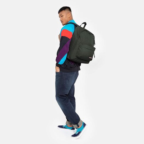 EASTPAK خارج المكتب - حقيبة ظهر سعة 31 لترًا بمقصورات مزدوجة، وحقيبة كمبيوتر محمول مقاس 16 بوصة، وجيب أمان، وحامل زجاجات وأشرطة شبكية هوائية، باللون الأسود in Kuwait