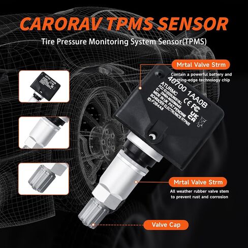 مجموعة من 4 مستشعر TPMS مستشعر مراقبة ضغط الإطارات 433 ميجا هرتز متوافق مع BMW X3 X4 X5 يستبدل # 36106887147 in Kuwait