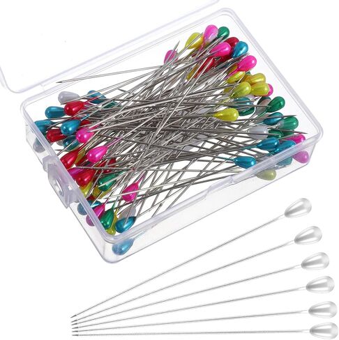 75mm/3Inch Straight Pins Sewing, 100Pcs Pearl Head Decorative Pins, Colored Teardrop Corsage Boutonniere Pin for Wedding Flower Bouquet Jewelry Ornaments Attaching Dressmaker Crafts in Kuwait