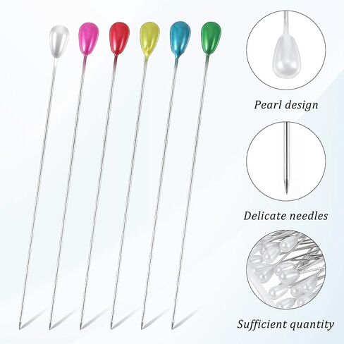 75mm/3Inch Straight Pins Sewing, 100Pcs Pearl Head Decorative Pins, Colored Teardrop Corsage Boutonniere Pin for Wedding Flower Bouquet Jewelry Ornaments Attaching Dressmaker Crafts in Kuwait