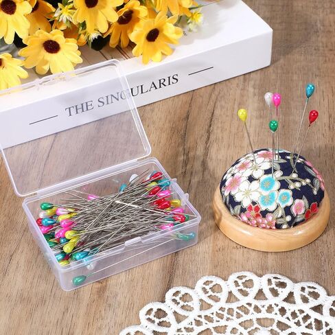 75mm/3Inch Straight Pins Sewing, 100Pcs Pearl Head Decorative Pins, Colored Teardrop Corsage Boutonniere Pin for Wedding Flower Bouquet Jewelry Ornaments Attaching Dressmaker Crafts in Kuwait