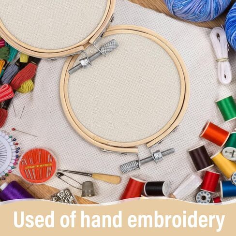 Hoteam 96 قطعة DIY مجموعة زينة عيد الميلاد الصغيرة التطريز الأطواق عيد الميلاد البيج الكتان النسيج لعطلة عيد الميلاد الحرف الزينة الخياطة الفن in Kuwait