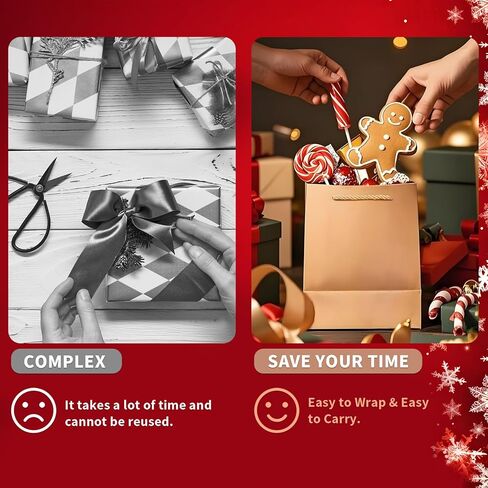OFIHANLY 2 Pack 12.6" Medium Size Merry Christmas Gift Bags with Handles for Xmas Holiday Presents Red Paper Wrapping Bag with Tissue Paper in Saudi Arabia
