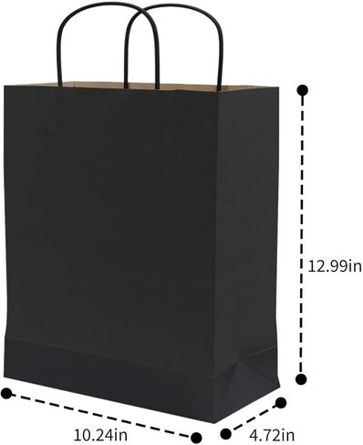 أكياس هدايا ورقية 250 قطعة من CUHMRODA مقاس 8.3x4.3x10.6 بوصة، أكياس تغليف هدايا سوداء صغيرة مع مقابض لحفلات الزفاف والمشاريع الحرفية وتغليف التجزئة in Kuwait