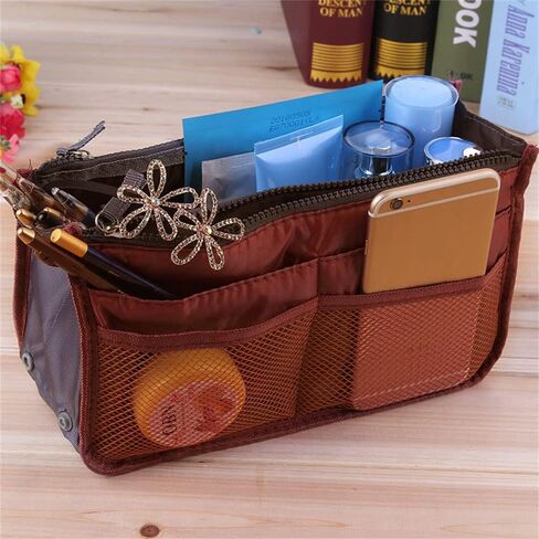 Organizer Insert Bag Polyester 20L Large Capacity Cosmetic Liner Bag Portable Multicoloured Insert Handbag for Business Cosmetic Makeup Storage in Saudi Arabia