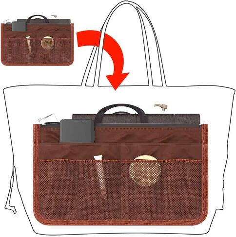 Organizer Insert Bag Polyester 20L Large Capacity Cosmetic Liner Bag Portable Multicoloured Insert Handbag for Business Cosmetic Makeup Storage in Saudi Arabia