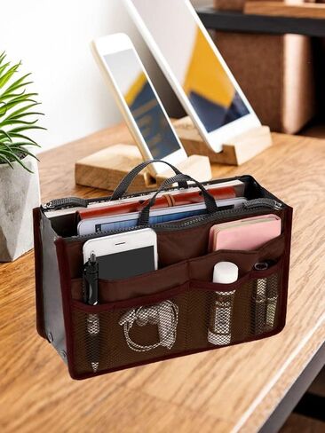 Organizer Insert Bag Polyester 20L Large Capacity Cosmetic Liner Bag Portable Multicoloured Insert Handbag for Business Cosmetic Makeup Storage in Saudi Arabia